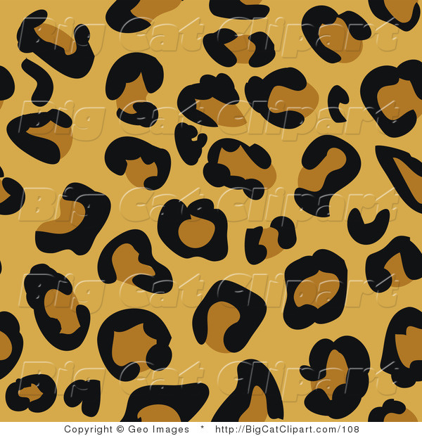 Big Cat Clipart of a Yellow Tan and Black Cheetah Spots Background