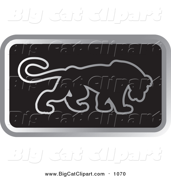 Big Cat Vector Clipart of a Black and Silver Rectangular Panther Icon