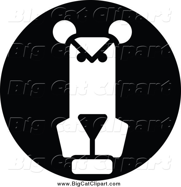 Big Cat Vector Clipart of a Black and White Round Lion Icon