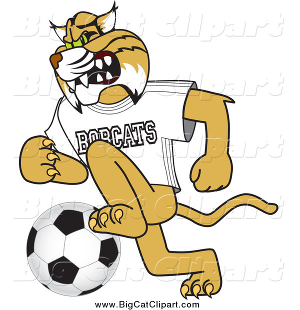 Big Cat Vector Clipart of a Bobcat Playing Soccer