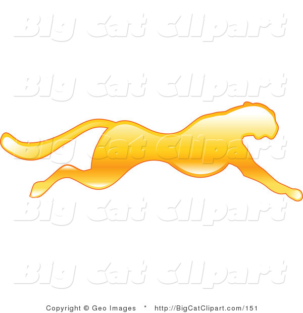 Big Cat Vector Clipart of a Golden Running Cheetah