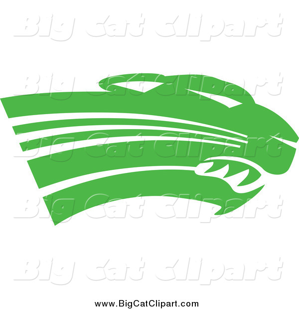 Big Cat Vector Clipart of a Green Panther Cougar or Jaguar Head