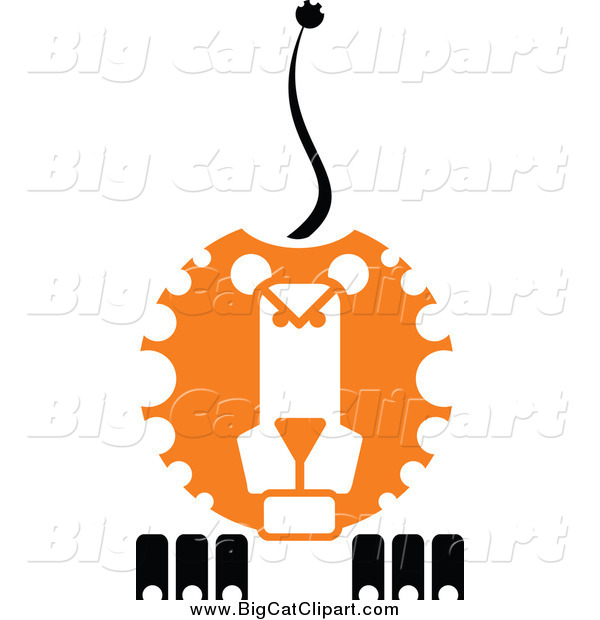 Big Cat Vector Clipart of a Lion Face Tail and Paws