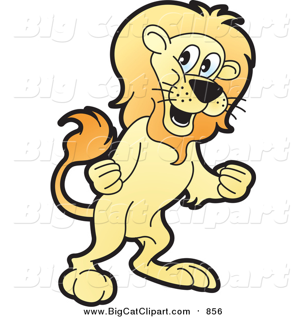 Big Cat Vector Clipart of a Male Lion Ready to Fight