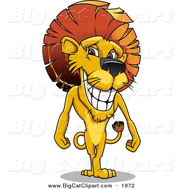 Big Cat Vector Clipart of a Male Lion with a Mohawk Mane