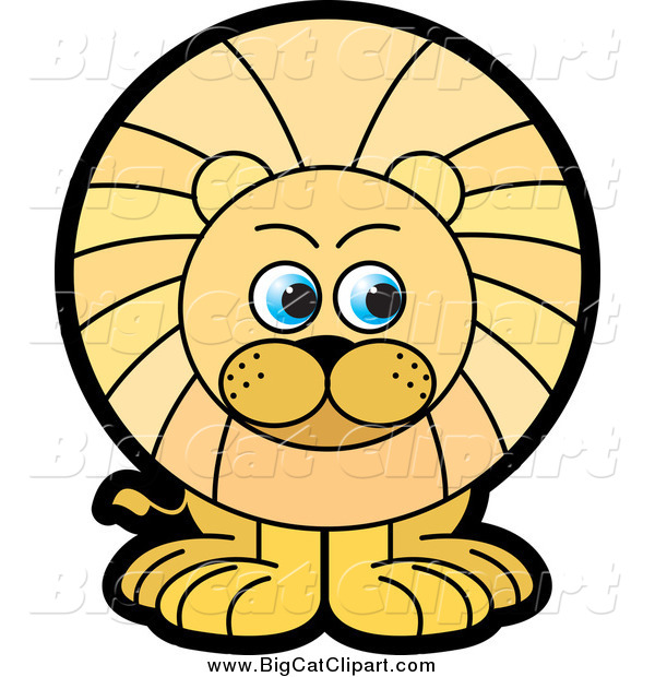 Big Cat Vector Clipart of a Male Lion with Blue Eyes