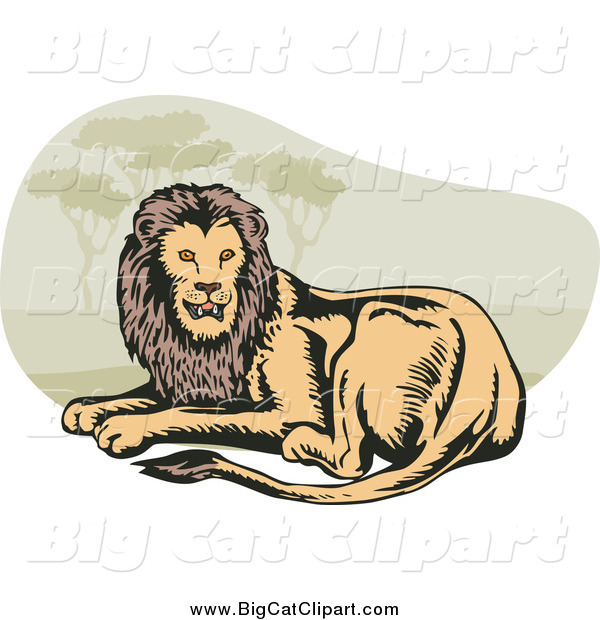 Big Cat Vector Clipart of a Resting Lion