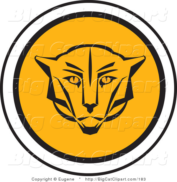 Big Cat Vector Clipart of a Round Cougar Icon