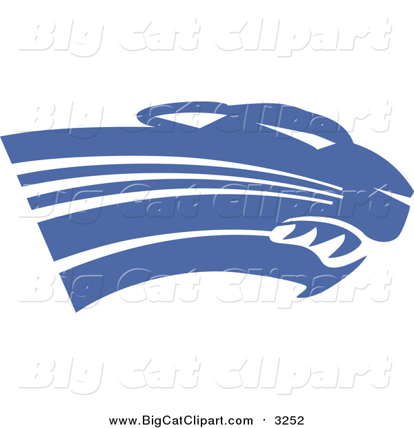 Big Cat Vector Clipart of a Royal Blue Panther Cougar or Jaguar Mascot Head Facing Right