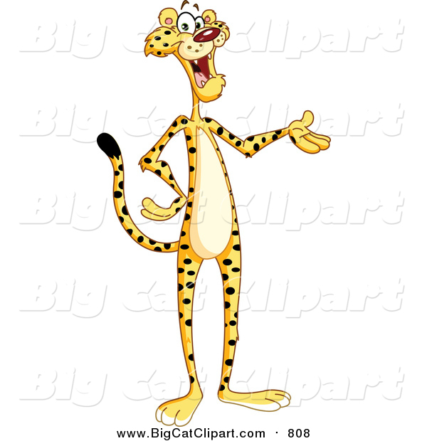 Big Cat Vector Clipart of a Slim Cheetah Standing and Presenting