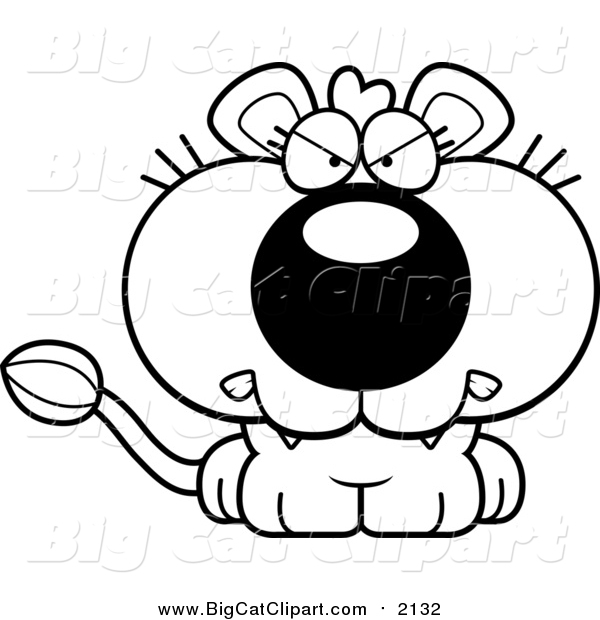 Cartoon Vector Clipart of a Mad Lioness