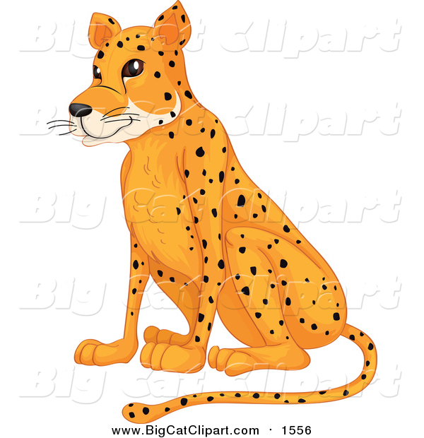 Cartoon Vector Clipart of a Sitting Cheetah