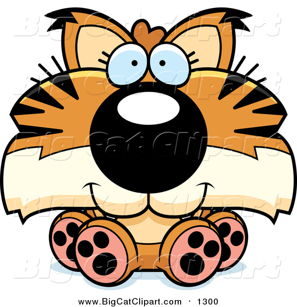 Vector Clipart of a Bobcat Cub Sitting - Cute Cartoon Style