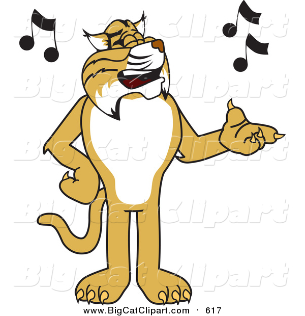 Vector Clipart of a Bobcat Mascot Character Singing