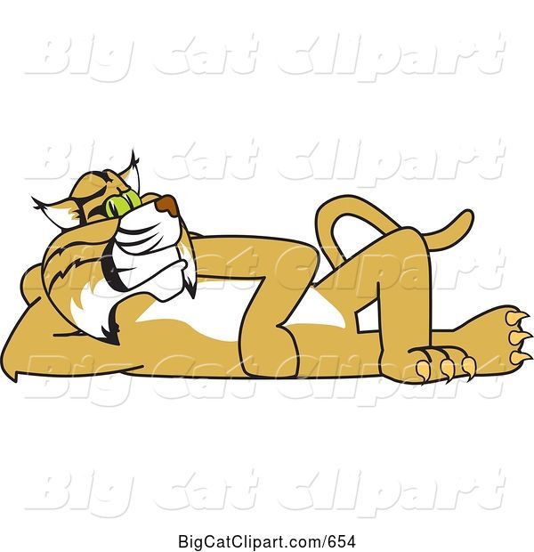 Vector Clipart of a Cartoon Bobcat Character Reclined