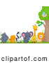 Big Cat Cartoon Vector Clipart of a Border of Cute Wild Animals by BNP Design Studio