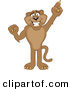 Big Cat Cartoon Vector Clipart of a Brown Cougar Mascot Character Pointing Upwards by Mascot Junction