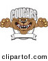 Big Cat Cartoon Vector Clipart of a Brown Cougar Mascot Character School Banner Logo by Mascot Junction