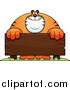 Big Cat Cartoon Vector Clipart of a Buff Tiger and a Wooden Sign by Cory Thoman