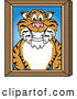 Big Cat Cartoon Vector Clipart of a Cheerful Tiger Character School Mascot Portrait by Mascot Junction