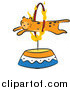 Big Cat Cartoon Vector Clipart of a Cheetah Leaping Through a Flaming Hoop Circus Act by BNP Design Studio