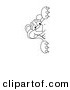 Big Cat Cartoon Vector Clipart of a Coloring Page Outline Design of a Panther Character Mascot Peeking by Toons4Biz