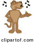 Big Cat Cartoon Vector Clipart of a Cute Cougar Mascot Character Singing by Mascot Junction