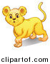 Big Cat Cartoon Vector Clipart of a Cute Lion Cub Walking and Smiling by