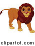 Big Cat Cartoon Vector Clipart of a Cute Male Lion Standing by Pushkin