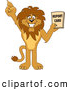 Big Cat Cartoon Vector Clipart of a Friendly Lion Character Mascot Holding a Good Report Card by Mascot Junction