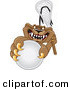 Big Cat Cartoon Vector Clipart of a Grinning Cougar Mascot Character Grabbing a Lacrosse Ball by Toons4Biz
