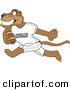 Big Cat Cartoon Vector Clipart of a Grinning Cougar Mascot Character Playing Football by Mascot Junction