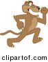 Big Cat Cartoon Vector Clipart of a Grinning Cougar Mascot Character Running by Mascot Junction