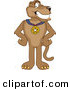 Big Cat Cartoon Vector Clipart of a Grinning Cougar Mascot Character Wearing a Medal by Mascot Junction