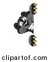 Big Cat Cartoon Vector Clipart of a Happy Black Jaguar Mascot Character Peeking by Mascot Junction
