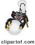 Big Cat Cartoon Vector Clipart of a Happy Black Jaguar Mascot Character Playing Lacrosse by Mascot Junction