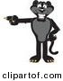 Big Cat Cartoon Vector Clipart of a Happy Black Jaguar Mascot Character Pointing Left by Toons4Biz