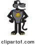 Big Cat Cartoon Vector Clipart of a Happy Black Jaguar Mascot Character Wearing a Medal by Mascot Junction