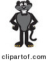 Big Cat Cartoon Vector Clipart of a Happy Black Jaguar Mascot Character with His Paws on His Hips by Mascot Junction