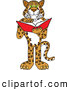 Big Cat Cartoon Vector Clipart of a Happy Cheetah, Jaguar or Leopard Character School Mascot Reading by Mascot Junction