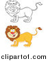 Big Cat Cartoon Vector Clipart of a Happy Lion in Color and Lineart by Hit Toon