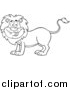 Big Cat Cartoon Vector Clipart of a Lineart Happy Male Lion Smiling by Hit Toon