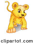 Big Cat Cartoon Vector Clipart of a Lion Cub Walking by