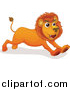 Big Cat Cartoon Vector Clipart of a Male Lion Running by