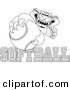 Big Cat Cartoon Vector Clipart of a Outline of a Rough Panther Character Mascot with Softball Text by Mascot Junction