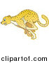 Big Cat Cartoon Vector Clipart of a Running Cheetah in Profile by Lal Perera