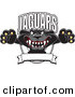 Big Cat Cartoon Vector Clipart of a Scary Black Jaguar Mascot Character Leaping Logo by Toons4Biz