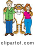 Big Cat Cartoon Vector Clipart of a Smiling Tiger Character School Mascot with Teachers or Parents by Toons4Biz