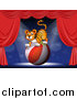 Big Cat Cartoon Vector Clipart of a Tiger Balancing on a Ball on Stage by