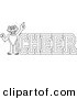 Big Cat Cartoon Vector Clipart of an Outline Design of a Panther Character Mascot with Cheer Text by Mascot Junction